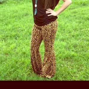 Boutique Leopard bell bottom pants